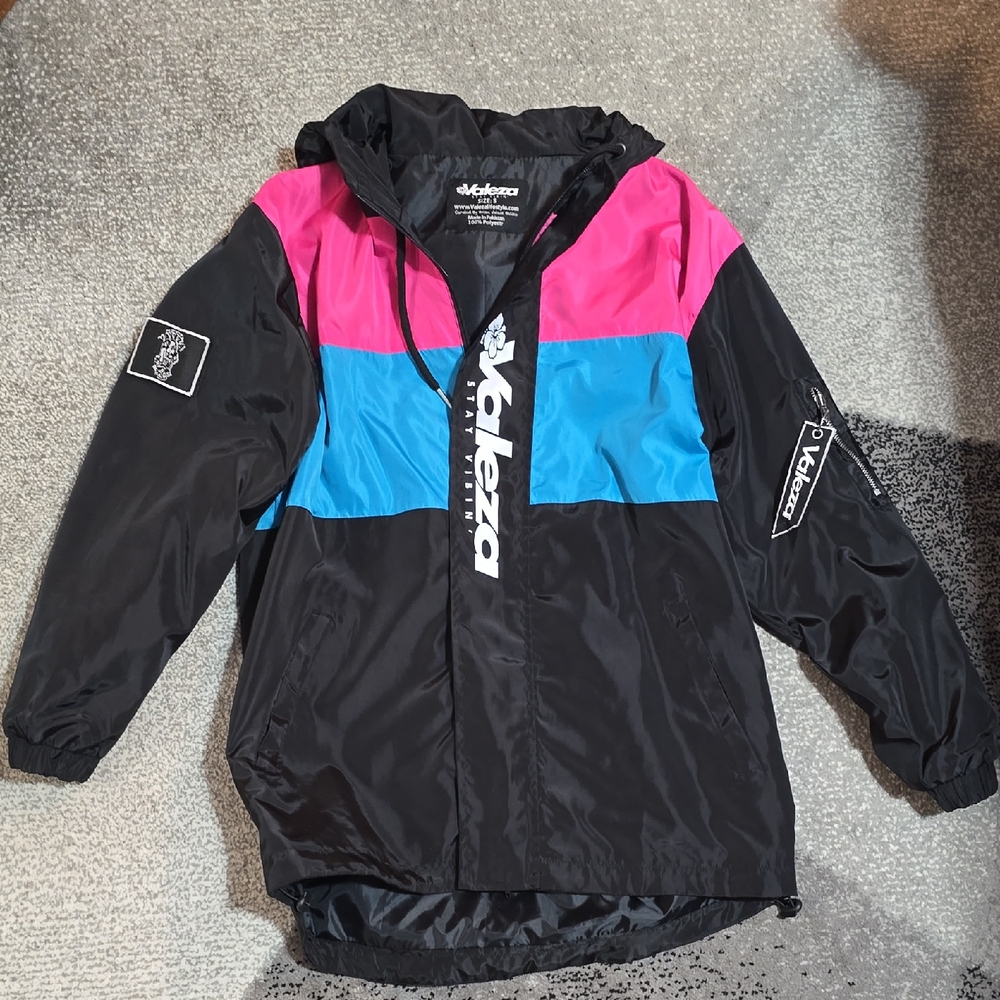Vokara Black and Pink Windbreaker Jacket